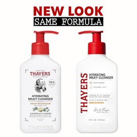 THAYERS Milky Hydrating Face Cleanser with Snow Mushroom and Hyaluronic Acid, Dermatologist Recommended Gentle Facial Wash and Hydrating Skincare for 
