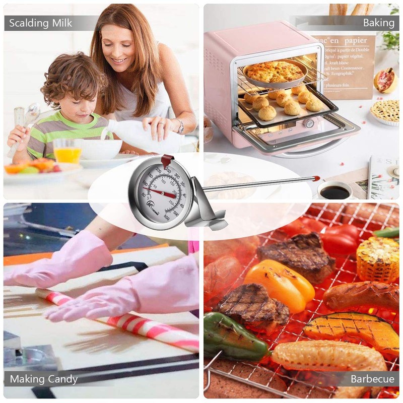 KT THERMO Deep Fry Thermometer with Instant Read,Oil Thermometer(2-Pack),12” Stainless