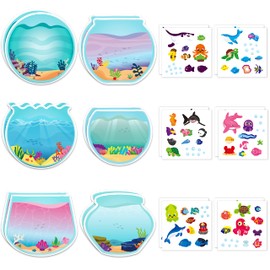 CY2SIDE 12PCS Summer Sea Animal Stickers Scene for Kids, Make A Sea Sticker Scene with Sharks Tropical Fish, Make Your Own Ocean Animal Sticker Scene Art Craft, DIY Summer Party Games Class Activities