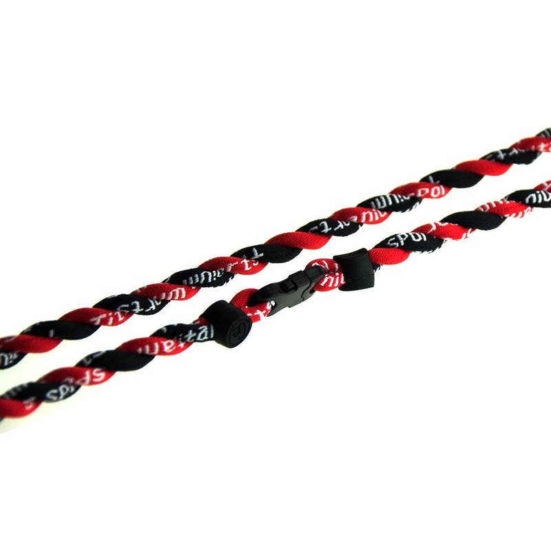 S'beauty 2 Rope Titanium Sports Tornado Necklace 18" (Red-Black)