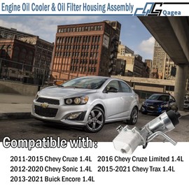 Qagea Engine Oil Cooler & Oil Filter Housing Adapter Assembly with Oil Pressure Sensor 918-428 55566784 Fit for 11-15 Chevy Cruze, 16 Cruze Limited, 12-20 Sonic, 15-21 Trax, 13-21 Buick Encore 1.4L