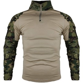 zuoxiangru Men's Tactical Combat T-Shirt, Ripstop Breathable Multicam Shirt for Hunting Military Airsoft, CP, xl