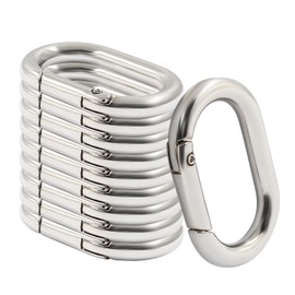 Augiimor 10 PCS Spring Oval Ring Metal Spring Key Ring Oval Spring Keyring Buckle Oval Ring for Bags Keychains Purse Strap (Silver,28.5 x 15 x 4.6mm)