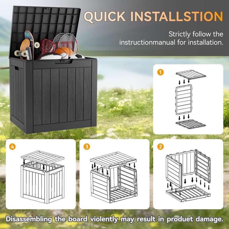 WTFGO 31 Gallon Outdoor Storage Deck Box, Waterproof Resin Package