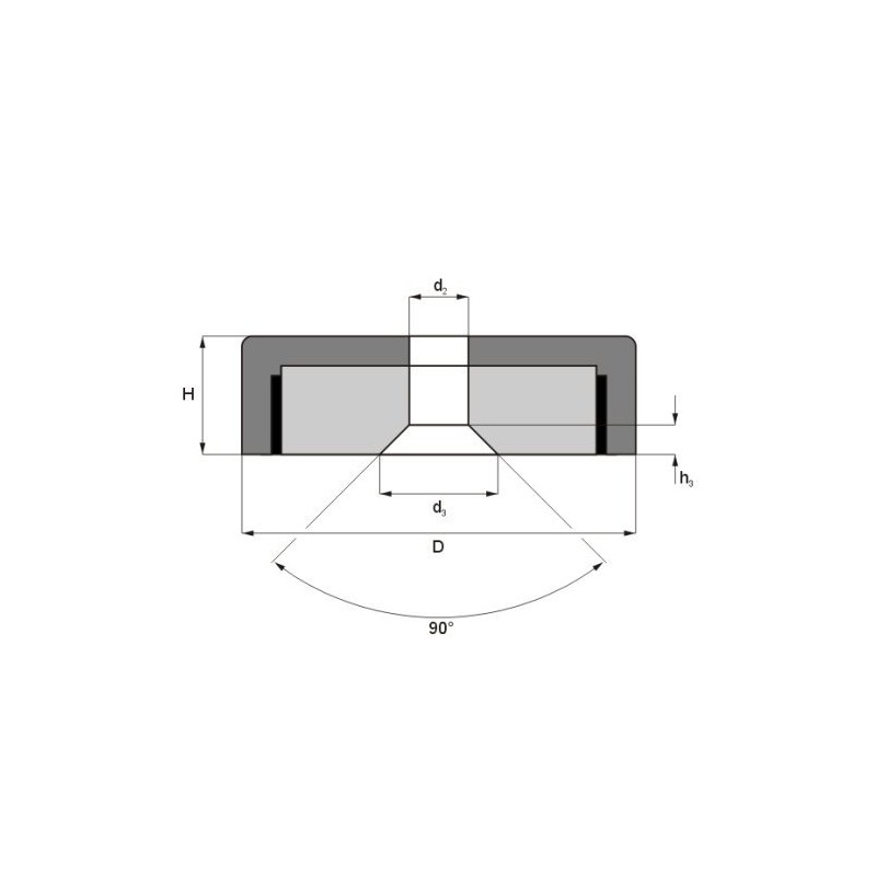 Ferrite Flat Gripper Diameter 50.0 x 10.0 mm with Countersunk,
