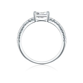 Trilani Women's Engagement Ring 925 Sterling Silver Brilliant Cut Cubic Zirconia Solitaire Rectangular Proposal Ring Proposal Ring, 56, Cubic Zirconia