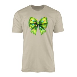 SMARTYPANTS Christmas Grinchmas Bow T-Shirt Top Tee - Green Xmas Festive Celebration Winter Comfortable Cosy Present Gift (Large, Ecru)