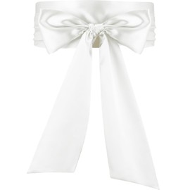 Glitopper Women Satin Waist Belts Dress Sash Waist Belt for Special Occasion Bridal Wedding Prom Formal 3.5'' Wide(White)