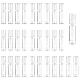 DynnnDy 30Pcs 10ml Clear Vacuum Lotion Pump Bottles without Straw Empty Refillable Airless Cream Jars Mini Cosmetic Containers for Essense Foundation Gel Moisturiser,2 Pipettes,1 Funnel