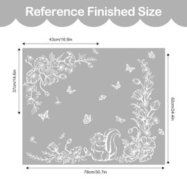 Tanlaby White Flowers Window Clings Squirrel Static Window Stickers Spring Summer Butterfly Double-Side Glass Decals Anti-Collision Decor for Living Room Kitchen Windows