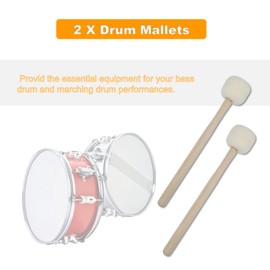 Cheerock 1 Pair Anti-slip Wool Felt Drum Mallets, 12.8 Inch Length Drum Mallet, Beige Bass Drum Percussion Sticks, Essential Accessory for Band Instruments, Perfect for Drum Snare Drums