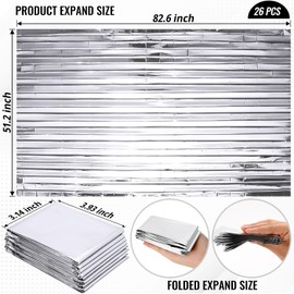 26 Pack Silver Reflective Mylar Film, Garden Greenhouse Covering Foil Sheets, 83x 52 inch Mylar Film Sheets for Plant Growth, Grow Room, First Aid, Camping, Outdoor Survival