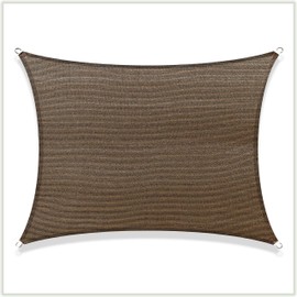 ColourTree 12' x 14' Brown Sun Shade Sail Rectangle Canopy Fabric Cloth Screen, Water Permeable & UV Resistant, Heavy Duty, Carport Patio Outdoor - (We Customize Size)