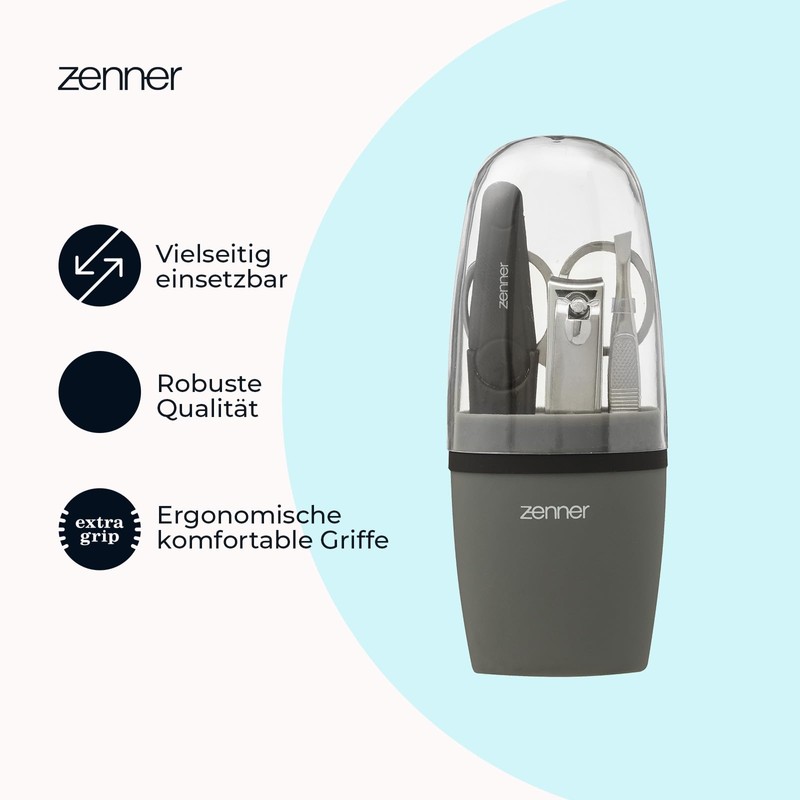 Zenner Compact Manicure Set - Complete with Nail Scissors, Nail