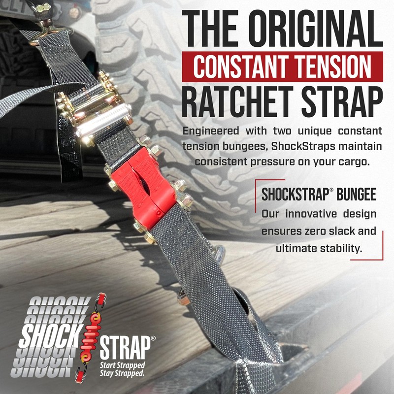 SHOCKSTRAP Ratchet Strap, 9’ x 2” Shock Absorbing Heavy Duty