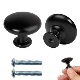 ZFKXGS Pack of 2 Furniture Knobs, Matte Black Cabinet Knobs, Round Drawer Knobs, Cupboard Knobs, Vintage Kitchen Handles, Black Furniture Handles, Drawer Knob, Chest of Drawers, Children's Room Door