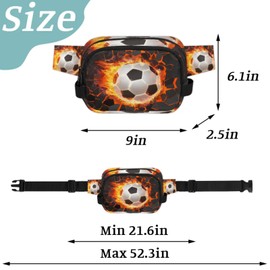 Soccer Fire Fanny Packs Belt Bag Fashion Crossbody Bag Bum Bag Waist Bag with Adjustable Strap for Outdoors Workout Casual Traveling Running Hiking Cycling