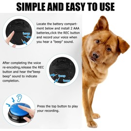 Hunde Buttons zum sprechen,5 Stück Buzzer mit Aufnahmefunktion,Buzzer mit Aufnahmefunktion,Intelligenzspielzeug für Hunde,Haustier Talking Training Antwort Buzzer,mit Hund Clicker