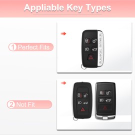 Pangpai Pink Car Accessories 3 Pcs for Land Rover Evoque Velar Sport Discovery Freelander2 LR4 Sport Jaguar XF XJ XE F-PACE F-TYPE Key Fob Cover with Bling Keychain Cute Push to Start Button Cover