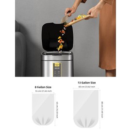 Waikas Kitchen Trash Bags 13 Gallon, 20 Counts, Flag Garbage Bags with No Flaps and No Ties, 60cm*80cm, 16.8g/pcs, Unscented, Black