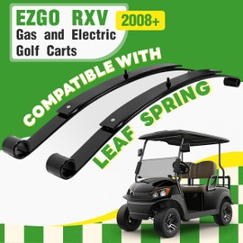 WUTIST Heavy Duty Rear 2-Leaf Spring Kit Compatible with 2008-UP EZGO RXV Golf Carts W/Bushing and Sleeves Black Silvery Plastic Steel Powder Coated,OEM# 603498 604494