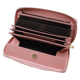 Lupilina Multi-functional Cowhide Leather Long Wallet, Women's, Popular, Large Capacity, Receipt, Neat, Genuine Leather, Zip Around Wallet, Box Shaped Coin Purse, dusty pink