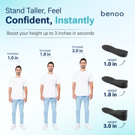 Height Increase Insoles for Mens Shoes (1 to 3" Boost) Adjustable 3 Layer Height Booster Inserts to Make You Instantly Taller, Heel Lifts (Mens 10-12.5)