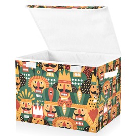 xigua Nutcracker Christmas Storage Bins with Lids and Carrying Handle,Foldable Storage Boxes Organizer Containers Baskets Cube with Cover for Home Bedroom Closet Office
