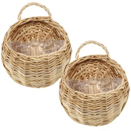 AOKWAWALIY 2pcs Wall Hanging Rattan Flower Basket Garlic Wicker Flower Holder Hanging Woven Basket for Flower