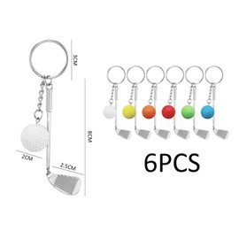6 Pieces Golf Keychains, Club Keyrings Metal Creative Sports Keychains, Bag Charms, Small Gifts For Golf Fans, blue, Unit size, Modern