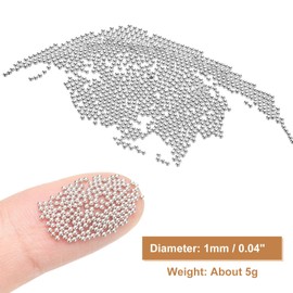 HARFINGTON 2pcs Nail Art Beads 0.04" (1.0mm) Mini Metal 3D Caviar Nails Beads Ball Bubble Bead with Bags for Nail Art DIY Craft Decoration, Silver Tone