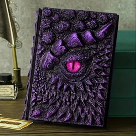 Dragon Journal Dragon Enthusiasts 3D Embossed Journal- Handcrafted Resin Dragon Eye Design, Unruled Blank Pages for Dnd Adventures, 240 Pages, Perfect for Travel & Creativity, 1050g:_Purple