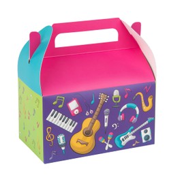 Music Lovers Party Decorations Box – 10 Pack - Easy Assemble Musical Party Supplies for Kids, Candy Buffet Containers, Cookie Box for Gift Giving, Party Favors, Kids Birthday Décor - 6.25"x3.75"x3.5"