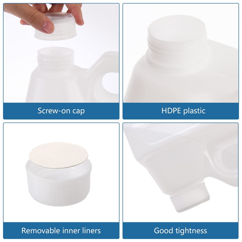 BPFY 2 Pack 1 Gallon Clear Plastic Jugs with Lids,