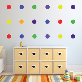 Primary Colorful Polka Dot Wall Decals - Set of 42 3" Vinyl Dot Wall Stickers for Nursery Bedroom Playroom Classroom Decor Removable Peel and Stick Indoor Wall Decor