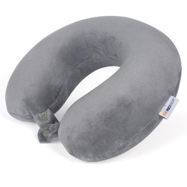 SAIREIDER Travel Pillows for Sleeping Airplane 100% Pure Memory Foam Neck Pillow for Airplanes Washable Cover(Grey)