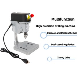 340W 110V Mini Bench Drill Press,Three Speed Adjustable Portable Platform Drill with Handle Ball, or Home DIY or Installing Furniture(Clamp Diameter: 0.1-1cm)