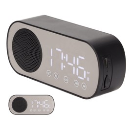Digital Alarm Clock, Radio Alarm Clock Large Led Screen, Portable Dual Alarm Clock with BT Speaker Multiple Playback Modes