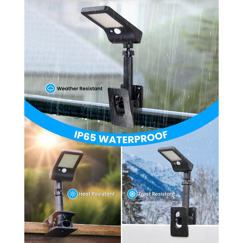 Thumok Clip on Solar Lights for Fence,1-Second Install Solar Fence