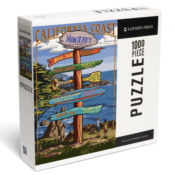 Monterey, California, Destinations Signpost (1000 Piece Puzzle, Challenging Jigsaw Puzzle