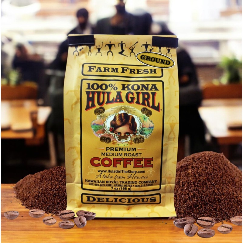 Hula Girl Kona Coffee, Grown in Hawaii, Hand Picked, Sun