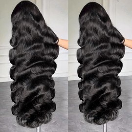 Arqyu 30 Inch 13x4 Body Wave Lace Front Wigs Human Hair 180% Density Body Wave HD Lace Front Wigs Human Hair Pre Plucked Bleached Knots Transparent Frontal Wigs Human Hair for women(30inch)