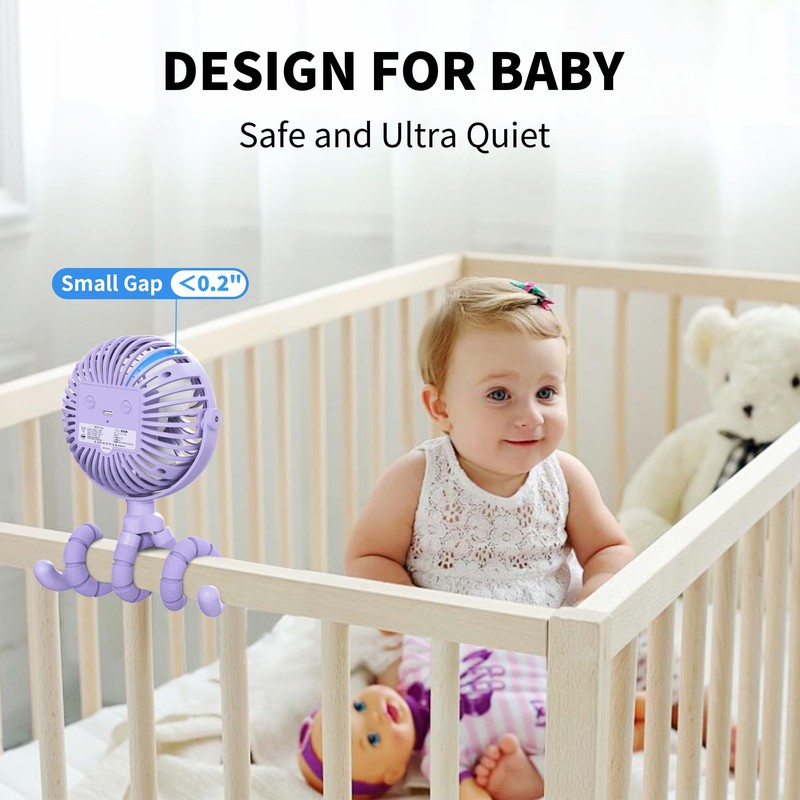 AMACOOL Battery Operated Stroller Fan Flexible Tripod Clip On Fan
