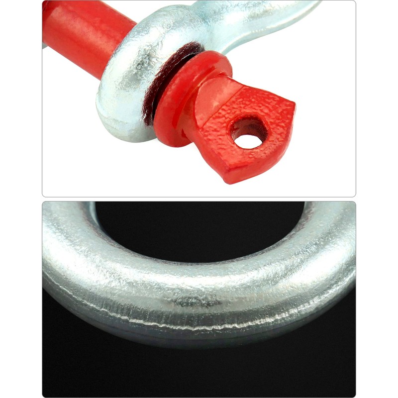 QWORK 3/8" Galvanized Screw Pin Anchor Shackles, 10 Pack D-Ring