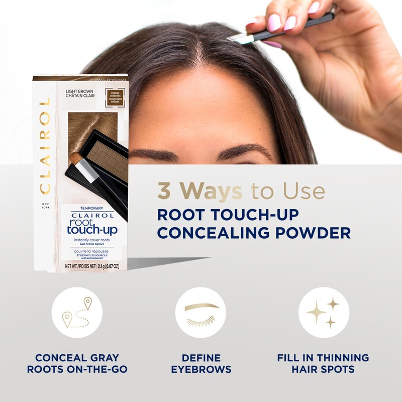 Clairol Root Touch-Up Temporary Concealing Powder, Light Brown Hair Color,