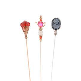 Alilang Classic Vintage 3Pcs Hat Brooch Pin Set with Rhinestone and Pearl Accents for Scarves and Hats Lapel Pin Accessories, 3pcs Cameo