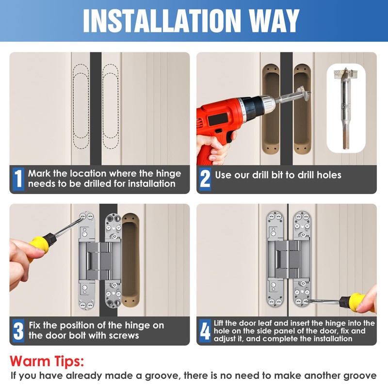 Eegoowa 6" Hidden Door Hinge,Invisible Door,Hidden Door Hinges for Secret