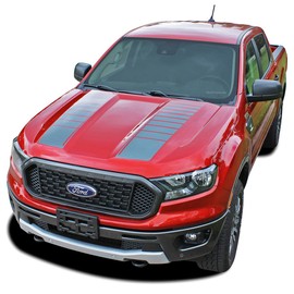 Original Nomad Hood : Compatible with 2019-2023 Ford Ranger Hood Stripes Vinyl Graphics Decals (Fits as Shown) (10 Bright Gloss White – Wet Install)