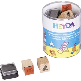 Heyda 204888490 Heyda 204888490 Stamp Tin (Holiday) Motif Size: Approx. 1.5 x 1.5 cm, 15 Wooden Stamps