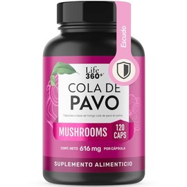 LIFE 360+ Cola de Pavo Extracto Puro | 120 cápsulas | 1232mg por porción